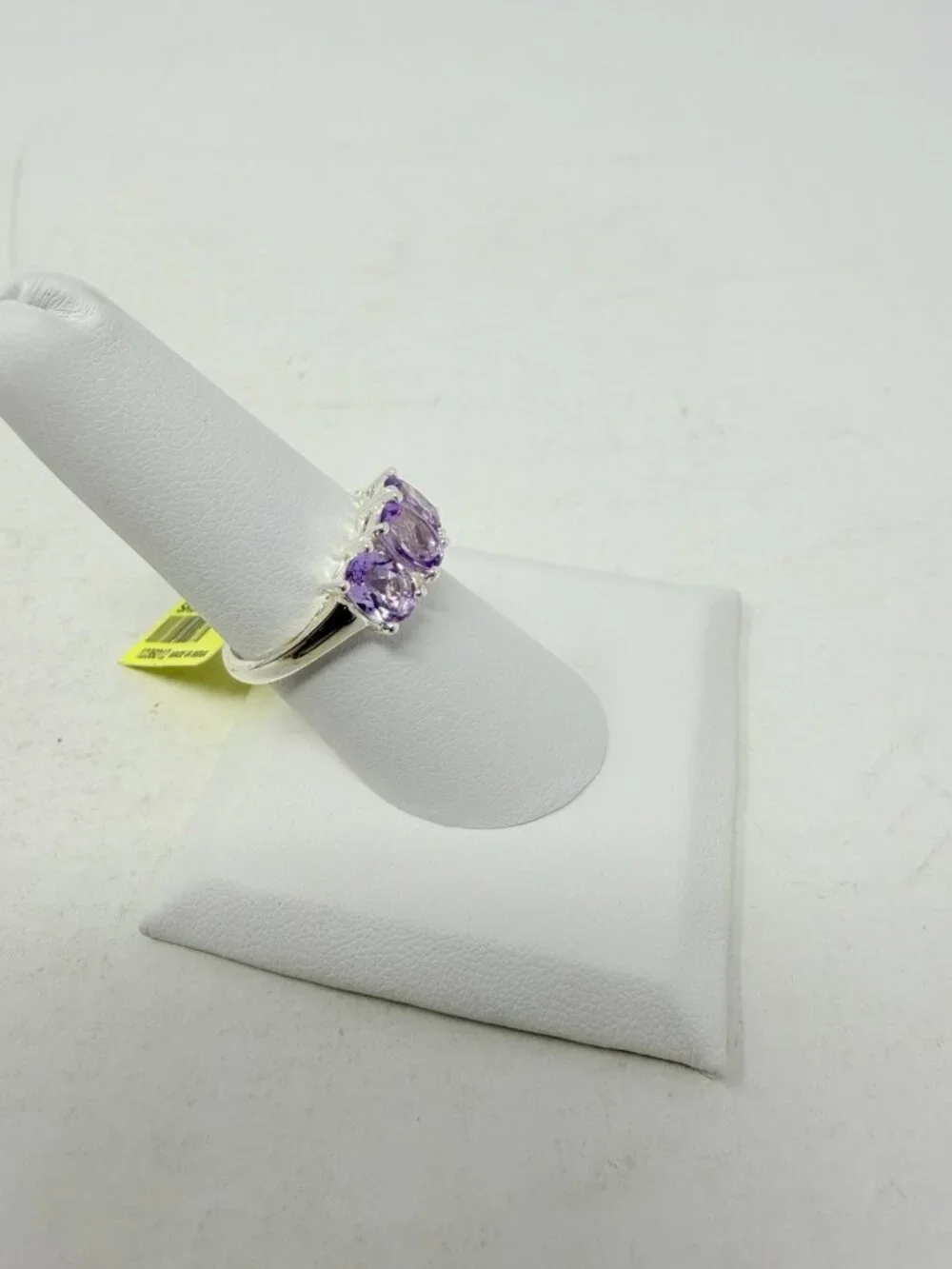 Shop LC Rose De France Amethyst Oval 3 Stone Size 7 Ring in Sterling Silver 5527
